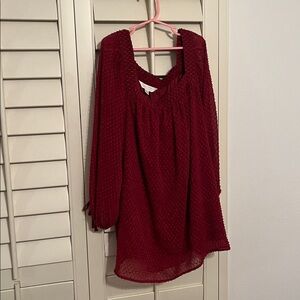 4/$25 SALE LC Lauren Conrad Large Deep Red Textured Top